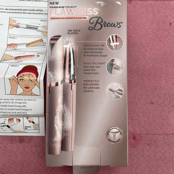 NWT finishing touch flawless brows cordless facial hair remover 18K gold-plated - Picture 5 of 6